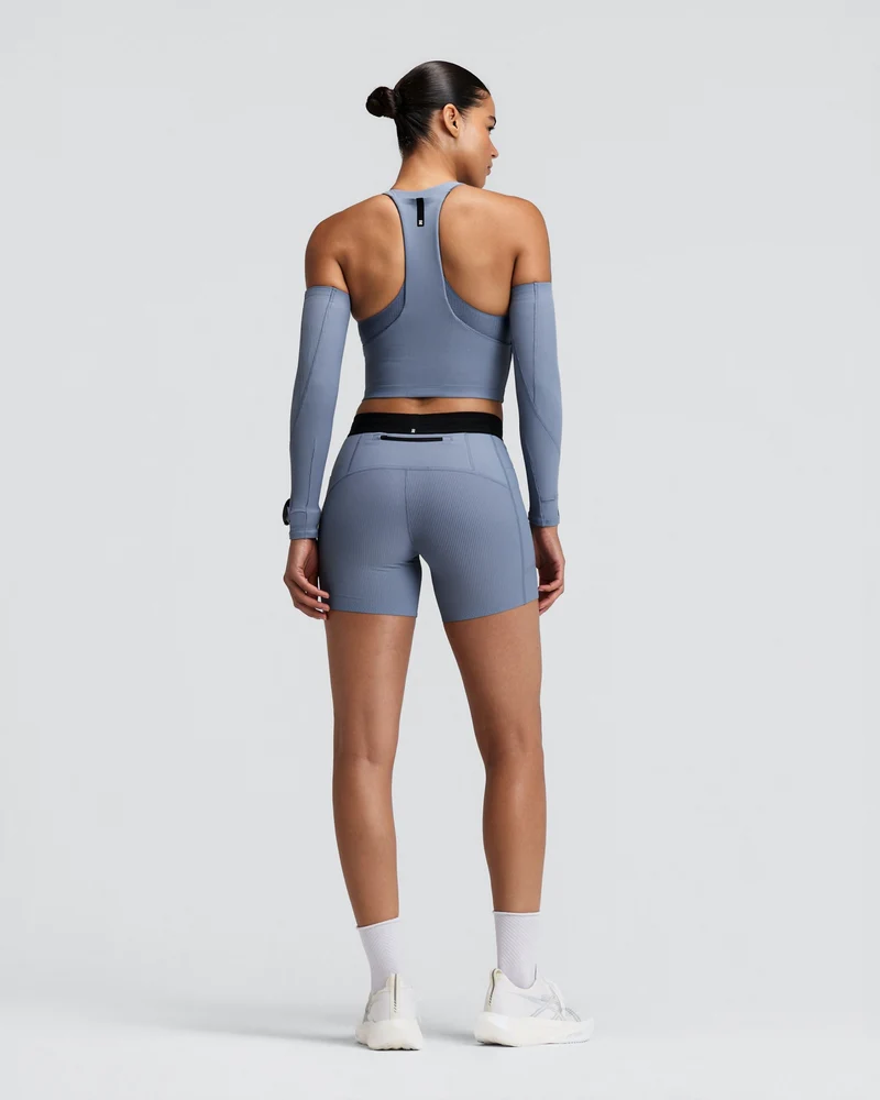 Bandit Womens 5” Striped Cadence Compression Shorts  - Pavillion Blue/Steel Horizon - AW26