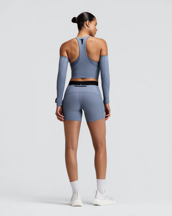 Bandit Womens 5” Striped Cadence Compression Shorts  - Pavillion Blue/Steel Horizon - AW26