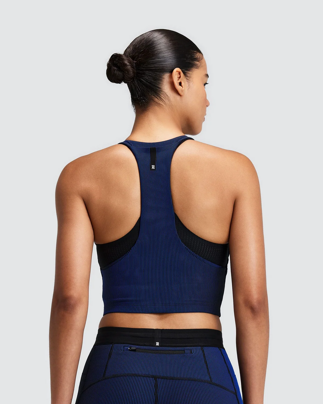 Bandit Women's Striped Cadence Zip Front Race Crop - Black/Bauhaus Blue - AW26