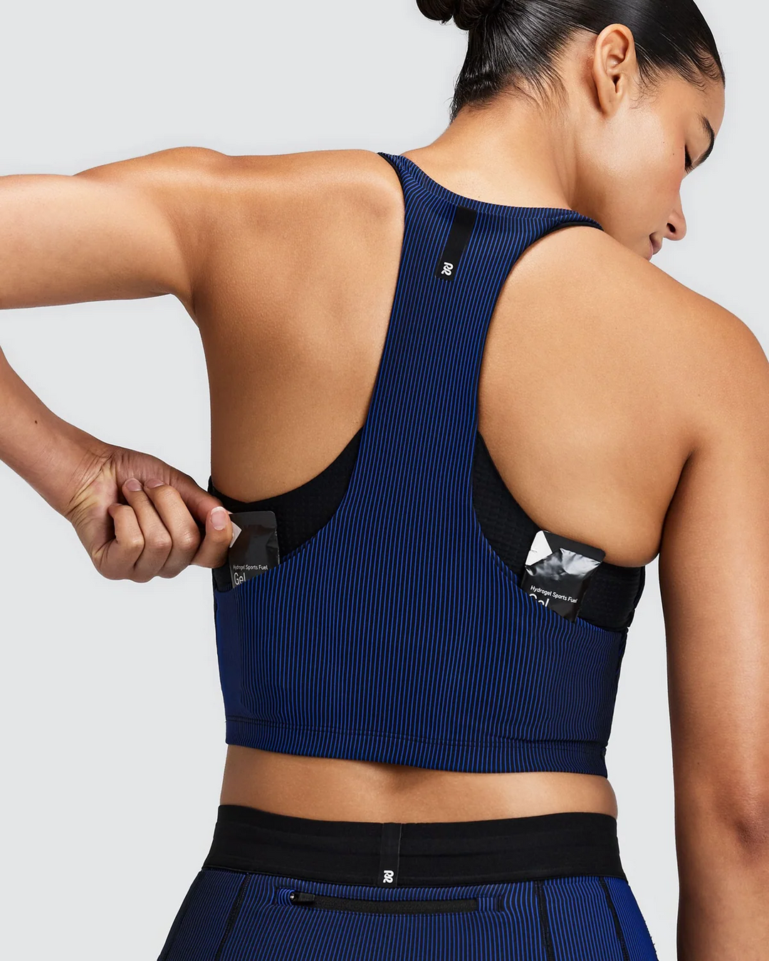 Bandit Women's Striped Cadence Zip Front Race Crop - Black/Bauhaus Blue - AW26