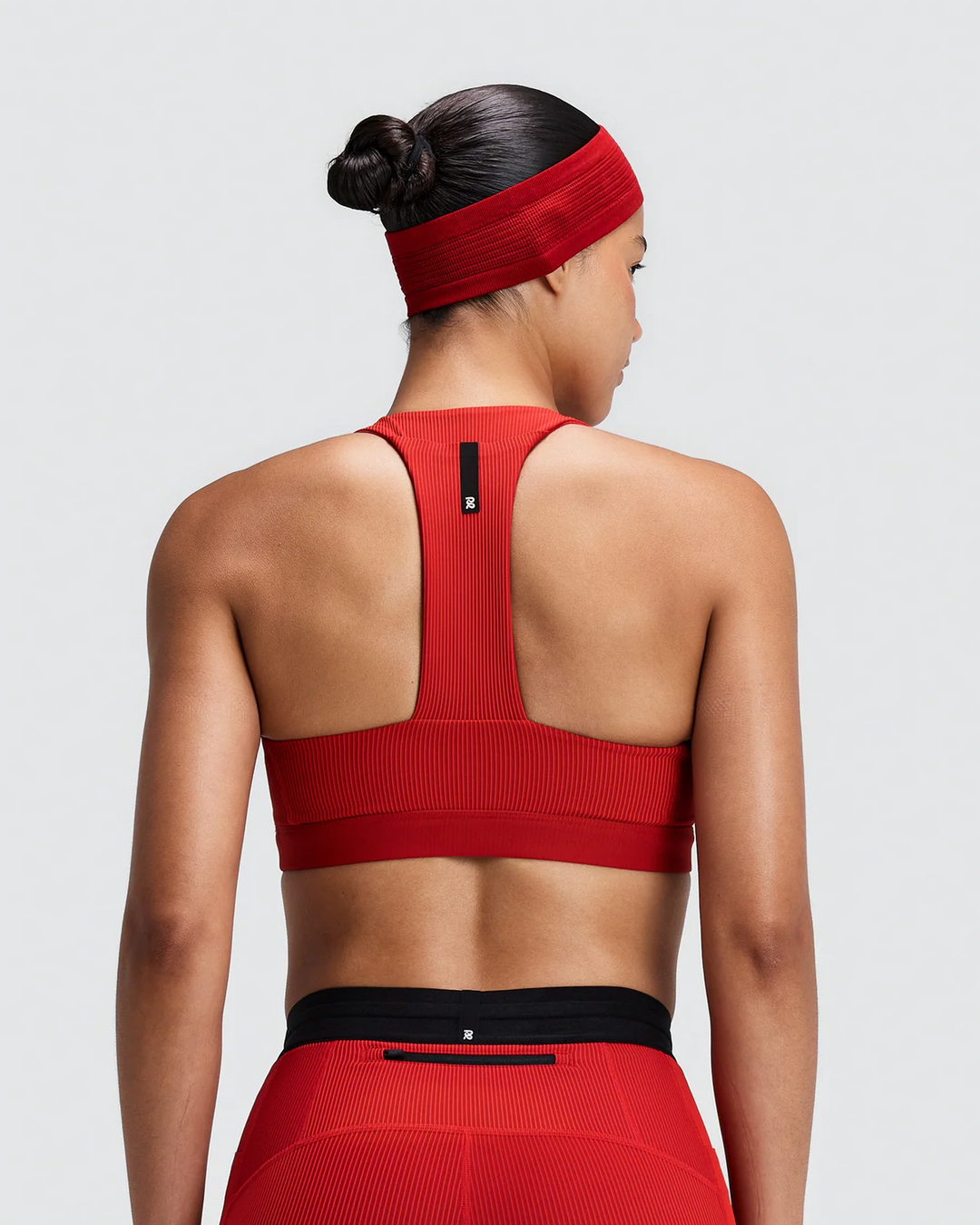 Bandit Womens Striped Cadence Scoop Neck T-Back Run Bra - Oxide Red/Signal Red - AW26