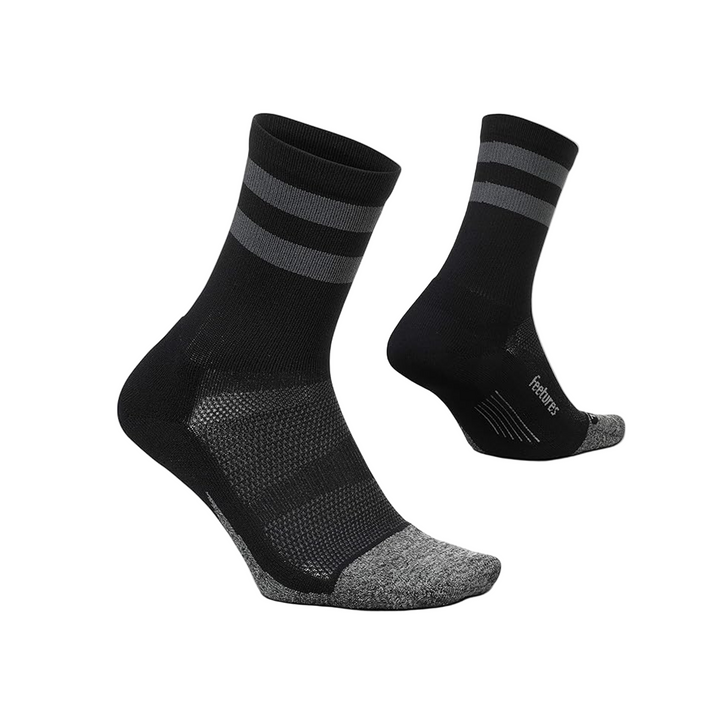 Feetures Elite Light Cushion Mini Crew - Black High Top Stripe