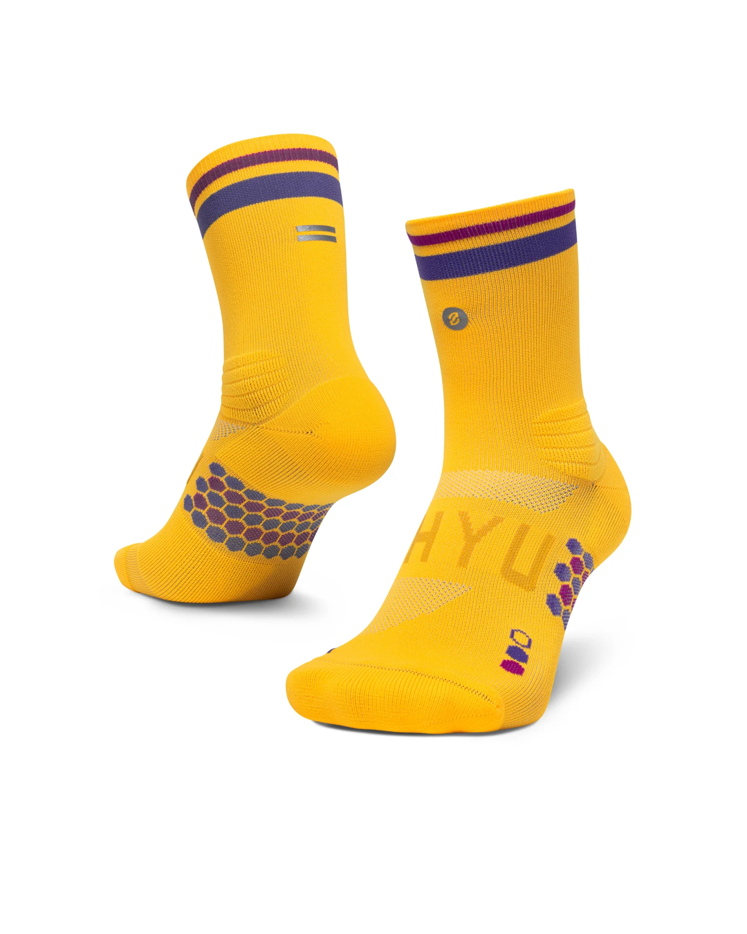 SHYU Racing Half Crew Socks - Amber/Eggplant/Claret