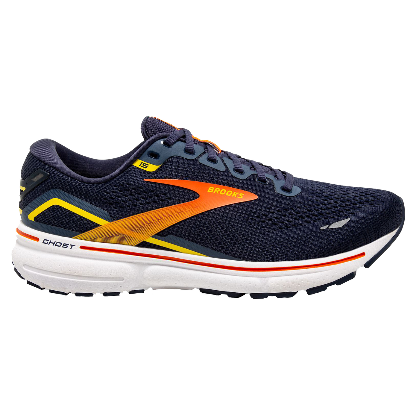 Brooks Mens Ghost 15 Peacoat/Red/Yellow Neutral Run North West