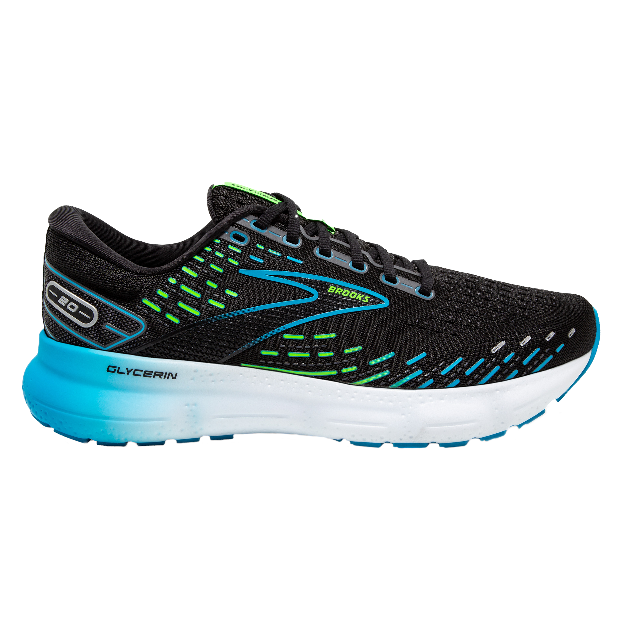 Brooks Mens Glycerin 20 - Black/Hawaiian Ocean/Green - Neutral