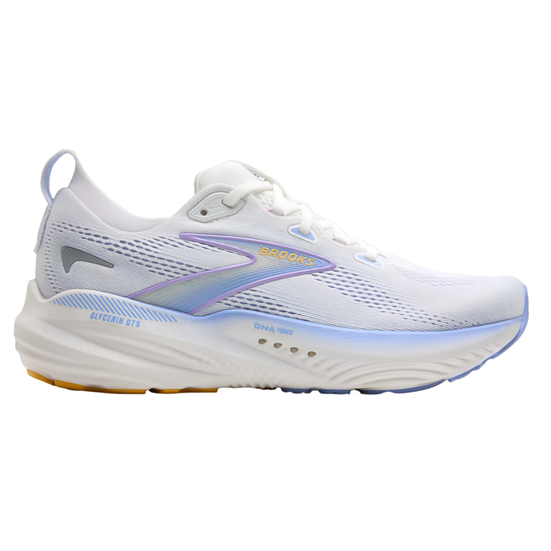 Brooks Womens Glycerin GTS 22 - White/Blue Heron/Apricot - Stability - AW25