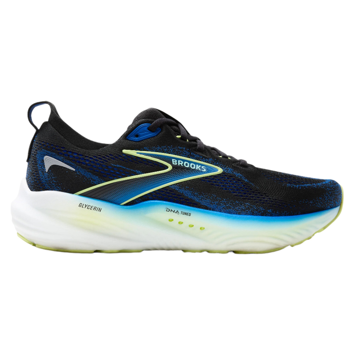 Brooks Mens Glycerin 22 Wide - 2E Width - Black/Cobalt/Neo Yellow - Neutral - SS25