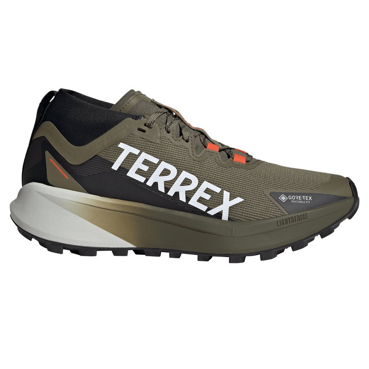 Adidas Mens Terrex Agravic GTX - Olive Strata/Cloud White/Semi Impact Orange - Trail - SS25
