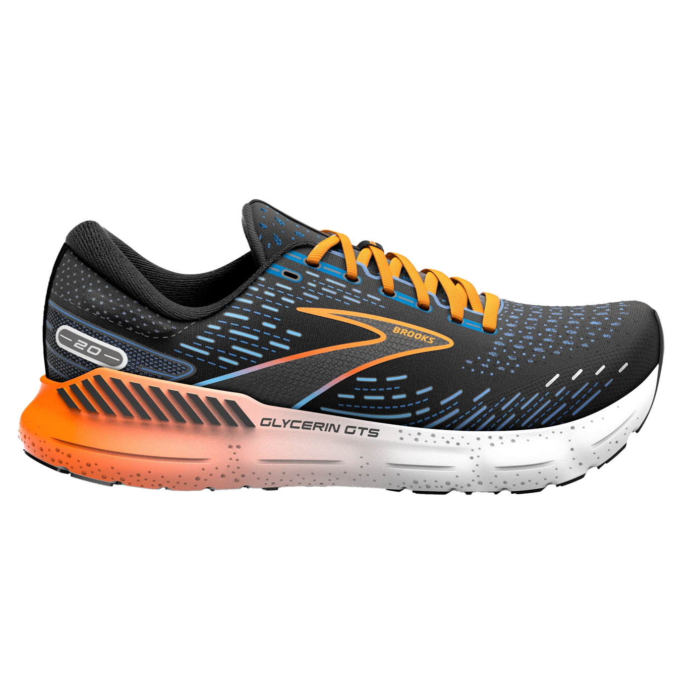 Brooks Mens Glycerin GTS 20 - Black/Classic Blue/Orange - Stability