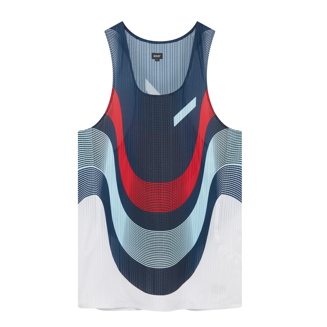 Soar Mens Race Vest 2.0 - Navy/Red/White- SS26