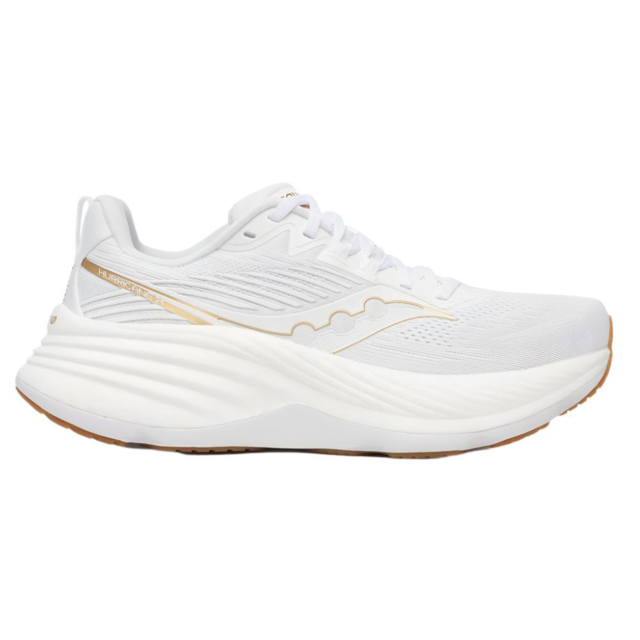 Saucony Womens Hurricane 24 - White/Gold - Stability - SS25