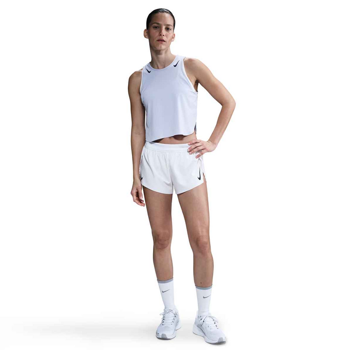Nike Womens Dri-FIT ADV Cropped Running Tank Top - Ghost/Blue Void