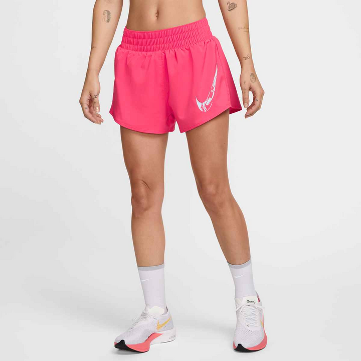 Nike One Women's Dri-FIT Mid-Rise Brief-Lined Graphic Short - Aster Pink/Glacier Blue