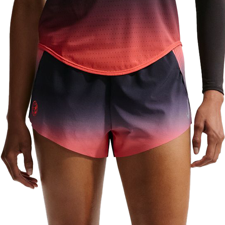 Nike Womens Dri-FIT ADV Brief-Lined 3" AeroSwift Shorts - Black/Bright Crimson/Metallic Silver - SP26