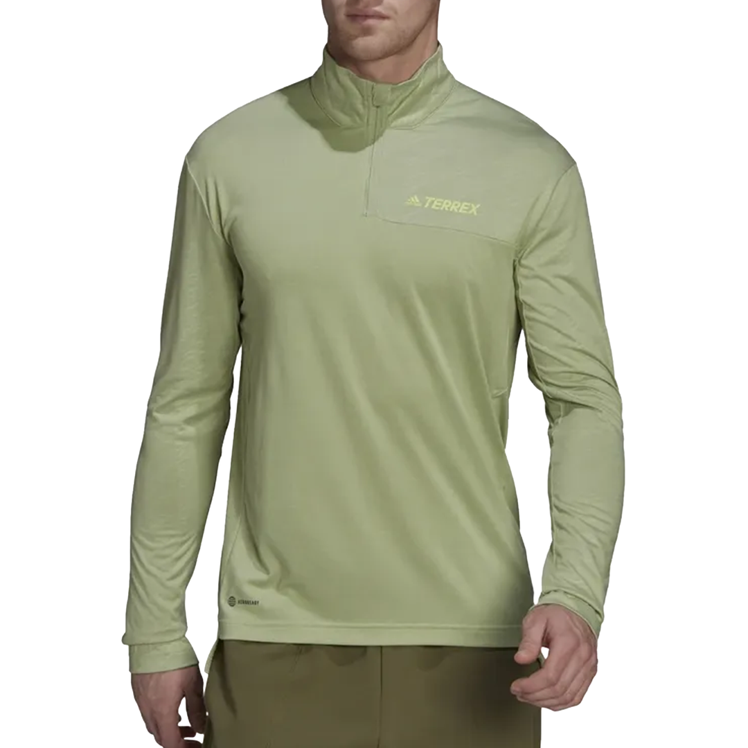 Adidas Mens Terrex Half Zip Top - Green