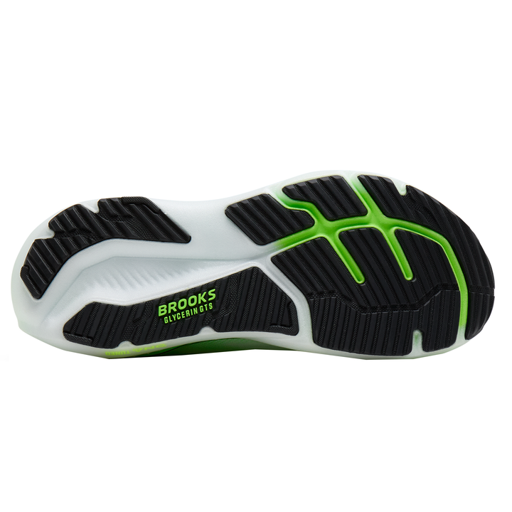 Brooks Mens Glycerin GTS 23 - White/Phantom/Green Gecko - Stability - SS26