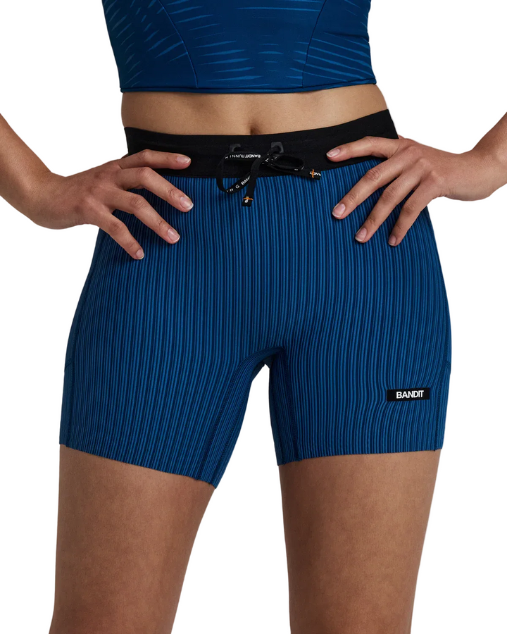 Bandit Womens Striped Cadence 5" Compression Short - Ink Blue/Aegean - SS26