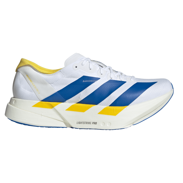 Adidas Mens Adizero Adios Pro 4 - Footwear White/Blue/Yellow - Neutral - SS26