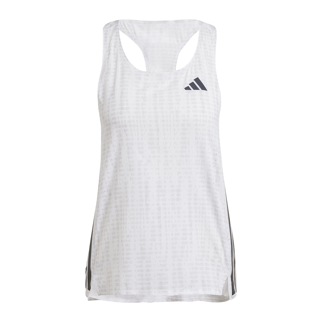Adidas Womens Adizero Singlet - White/Solid Grey