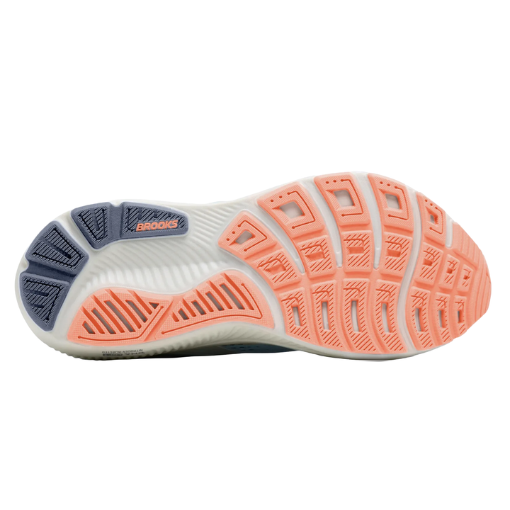 Brooks Womens Ghost 18 - Wide - D Width - Star White/Cyber Peach/Grey - Neutral - AW26