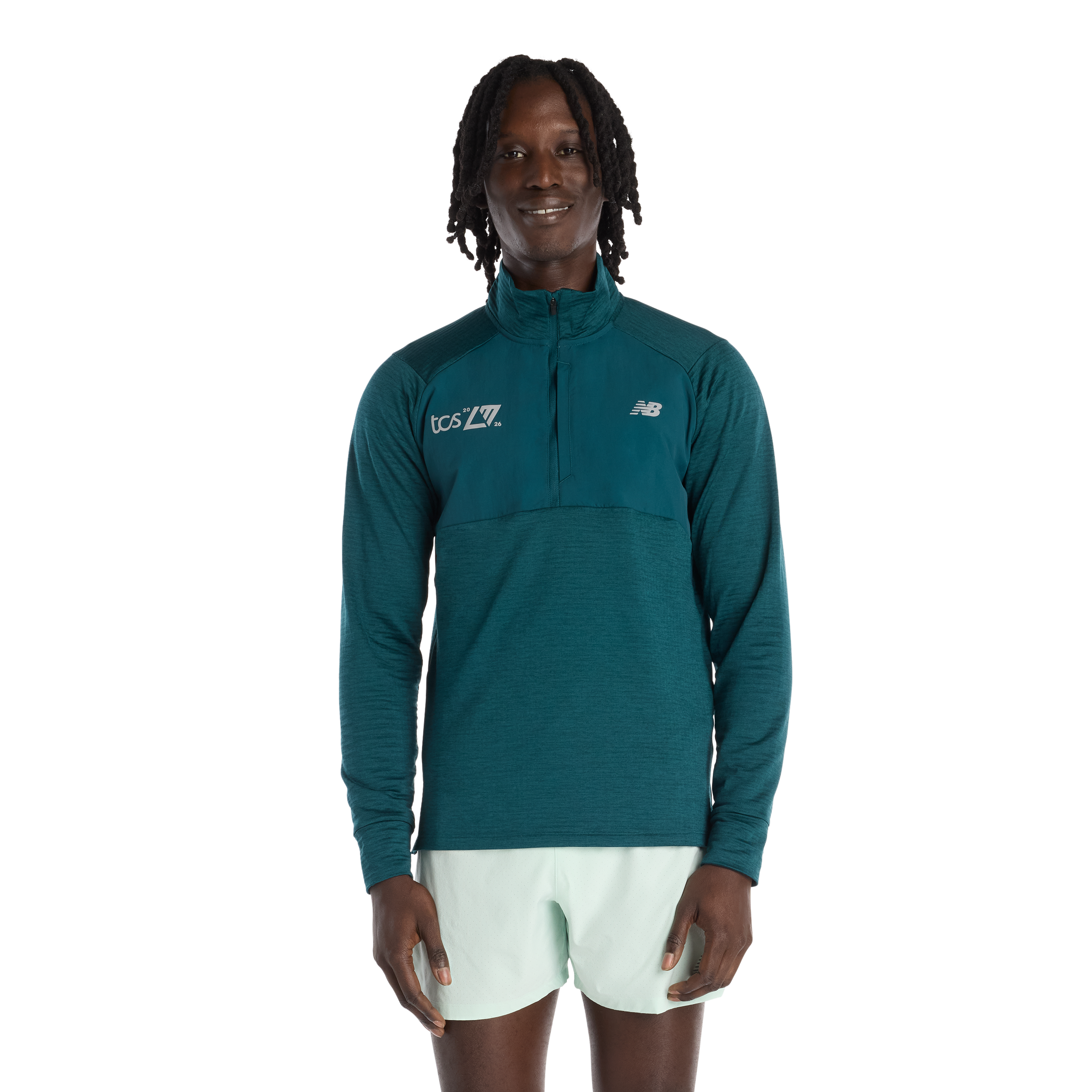 New Balance Mens London Edition RC Essential Heat Grid Half Zip - Medusa Green - SS26