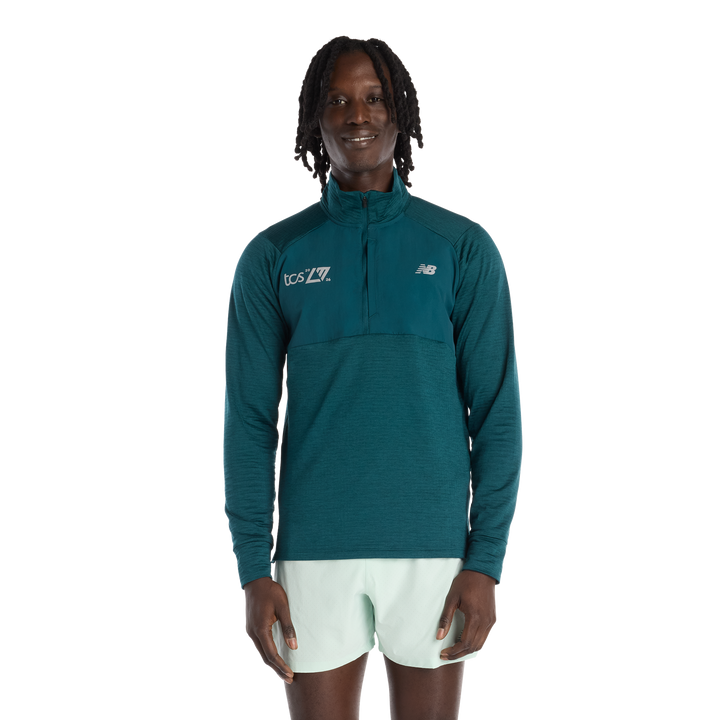 New Balance Mens London Edition RC Essential Heat Grid Half Zip - Medusa Green - SS26