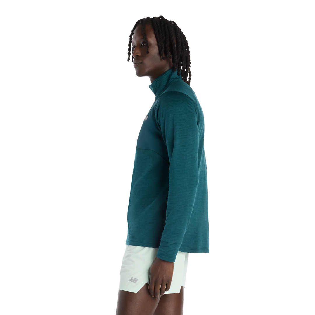 New Balance Mens London Edition RC Essential Heat Grid Half Zip - Medusa Green - SS26