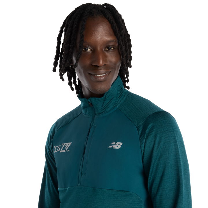 New Balance Mens London Edition RC Essential Heat Grid Half Zip - Medusa Green - SS26