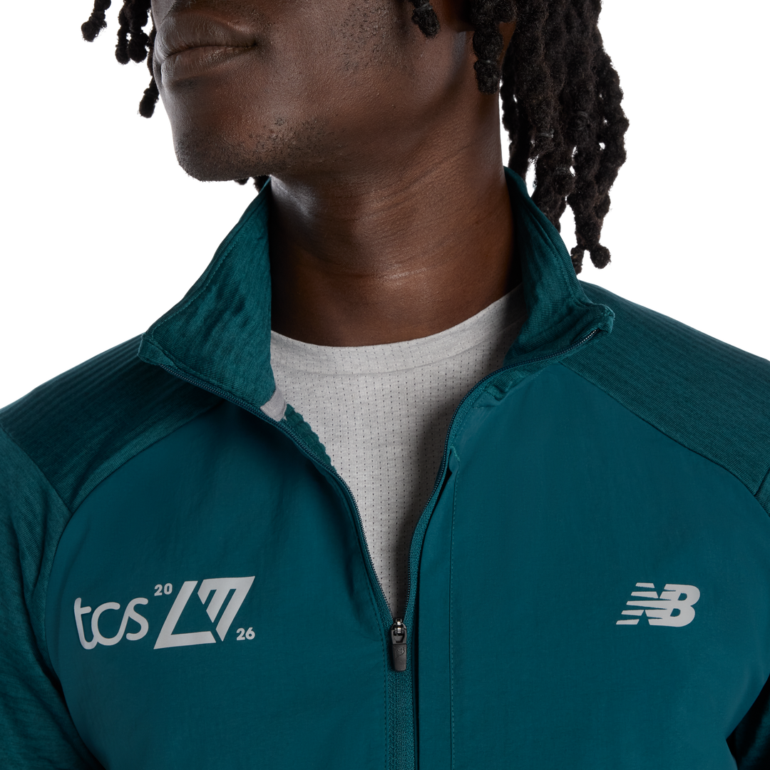 New Balance Mens London Edition RC Essential Heat Grid Half Zip - Medusa Green - SS26