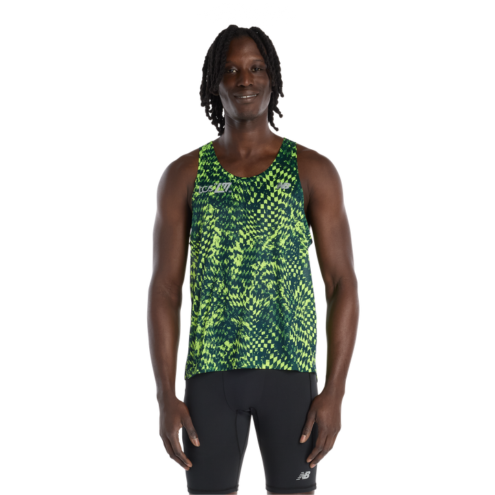New Balance Mens London Edition RC Essential Singlet imprimé - Medusa Green - SS26