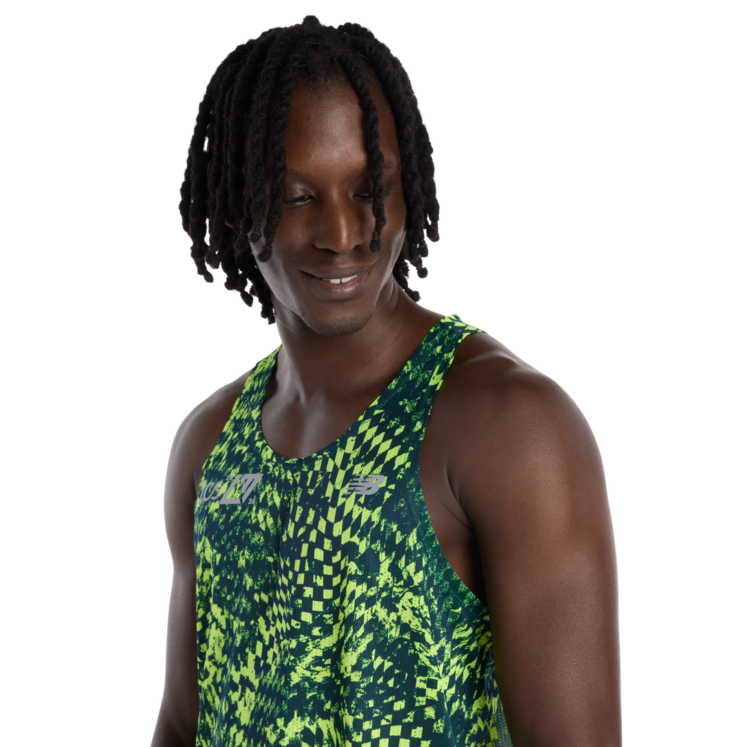 New Balance Mens London Edition RC Essential Singlet imprimé - Medusa Green - SS26