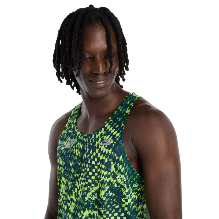 New Balance Mens London Edition RC Essential Singlet imprimé - Medusa Green - SS26