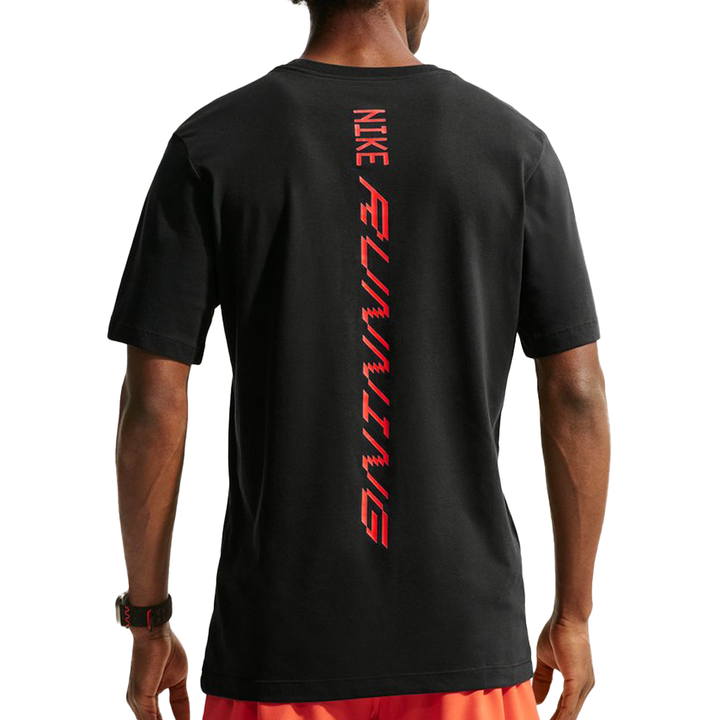 Nike Mens Dri-FIT AeroSwift Running Tee - Black/Bright Crimson - SP26