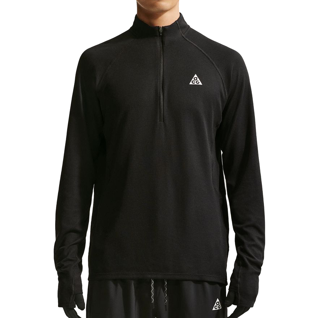 Nike Mens ACG Dri-FIT Mid-Layer 1/4 Zip Trail Running L/S Top - Black/Black