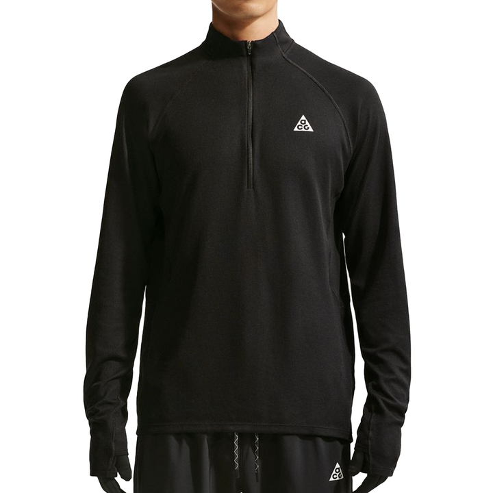 Nike Mens ACG Dri-FIT Mid-Layer 1/4 Zip Trail Running L/S Top - Black/Black