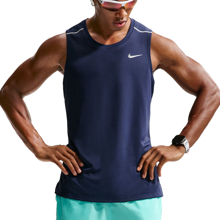 Nike Mens Dri-FIT Miler Tank - Midnight Navy/Reflective Silver - SP26