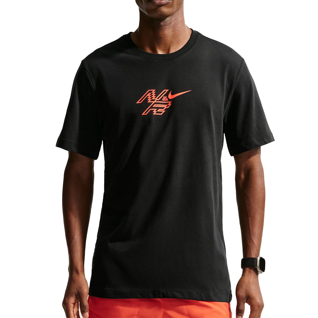 Nike Mens Dri-FIT AeroSwift Running Tee - Black/Bright Crimson - SP26