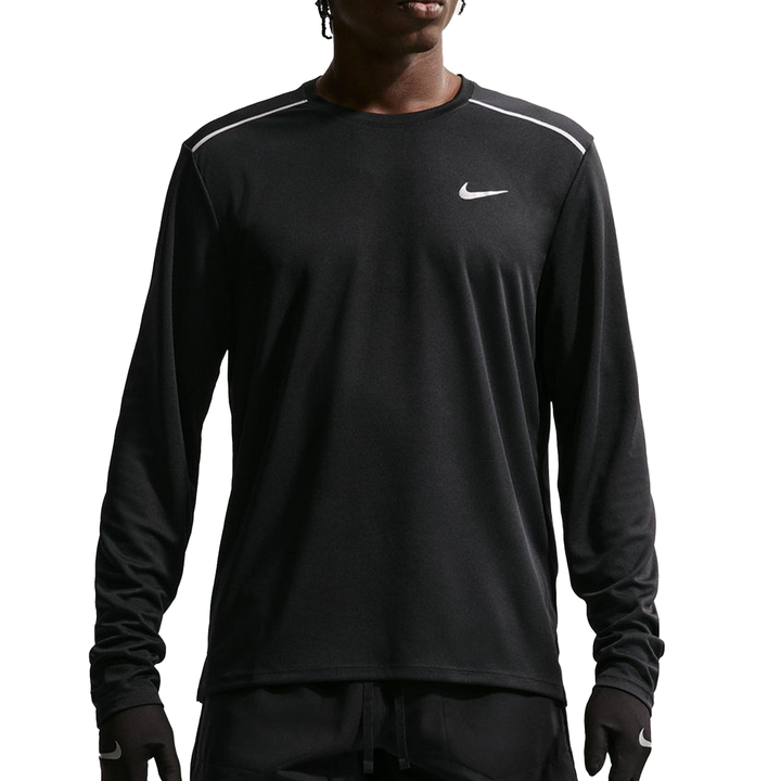 Nike Mens Miler Dri-FIT L/S Running Top - Black/Reflective Silver - SP26