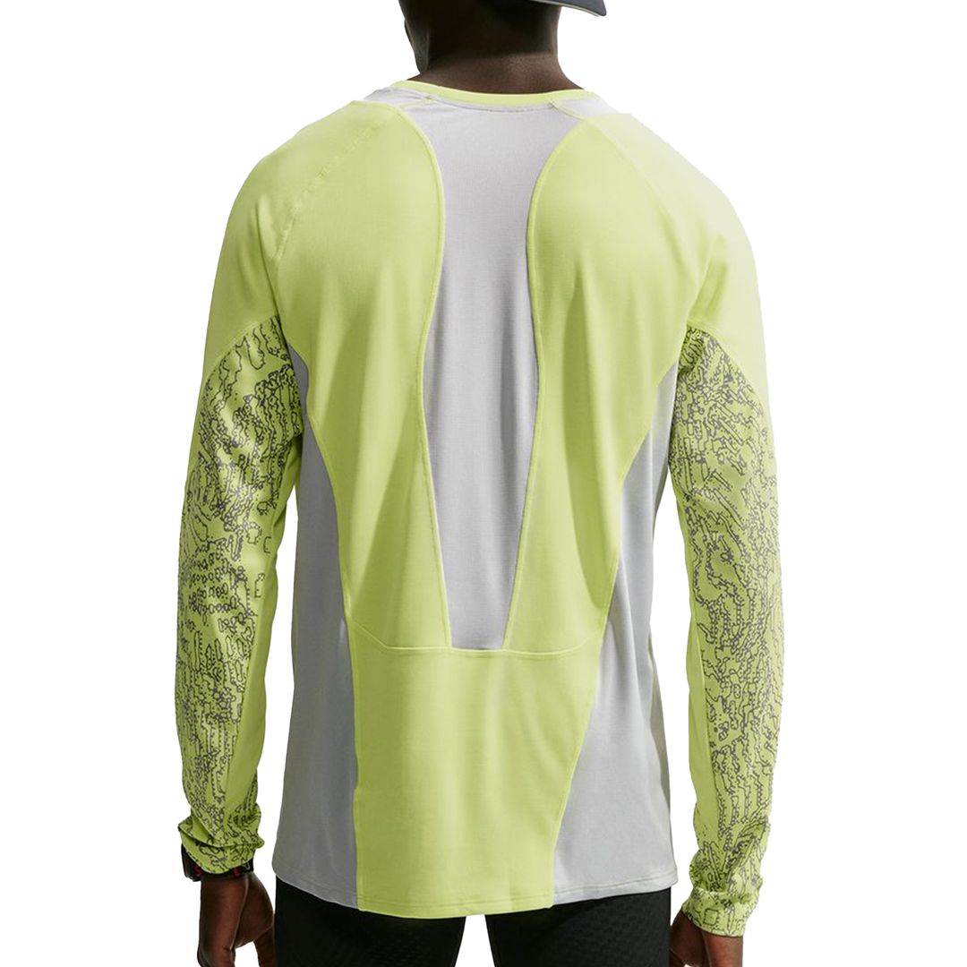 Nike Mens Dri-FIT Winterized L/S Stride Running Top - Light Lemon Twist/Grey Fog/ Reflective Silver - HO26