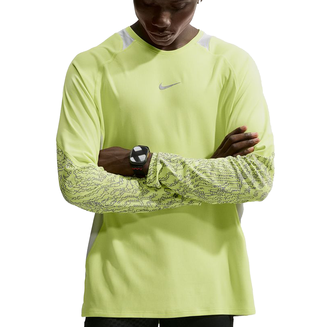 Nike Mens Dri-FIT Winterized L/S Stride Running Top - Light Lemon Twist/Grey Fog/ Reflective Silver - HO26