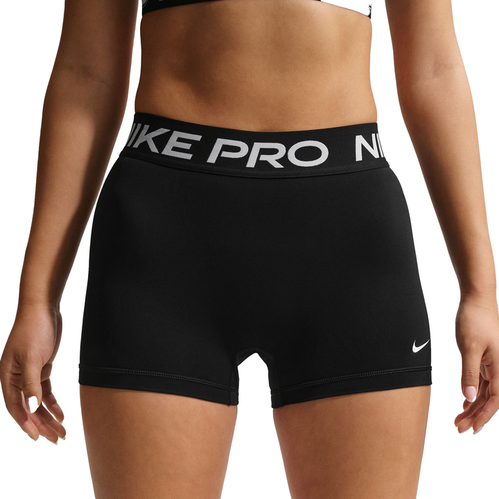 Nike Womens Pro Mid-Rise 3" Biker Shorts - Black/White - SP26