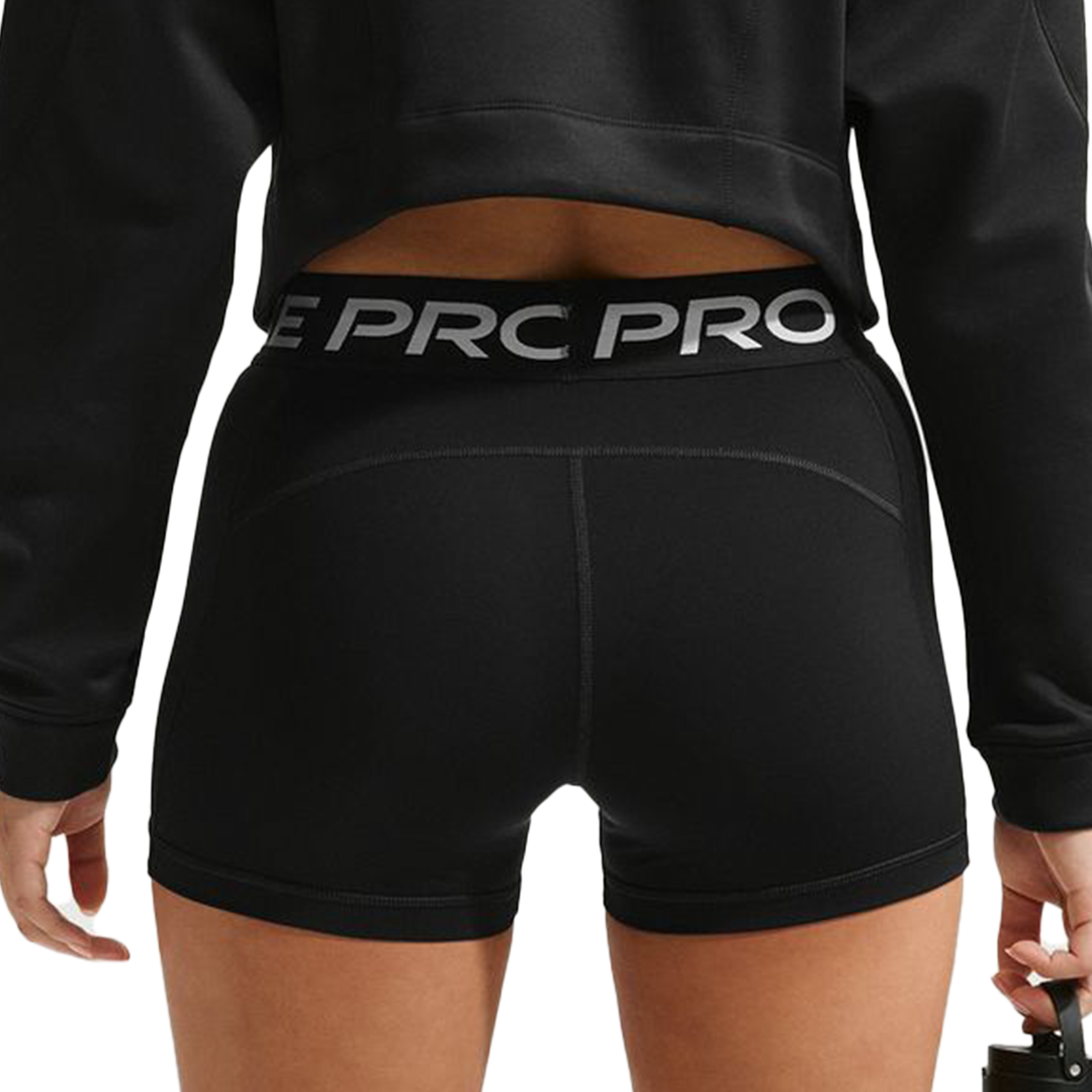 Nike Womens Pro Mid-Rise 3" Biker Shorts - Black/White - SP26