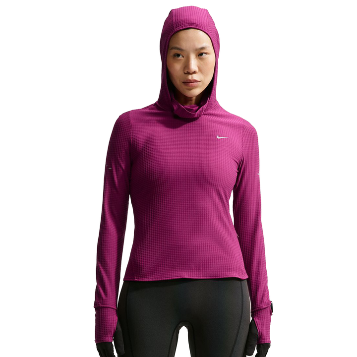 Nike Swift Womens Therma-FIT L/S Hooded Running Top - True Berry/Reflective Silver - HO26