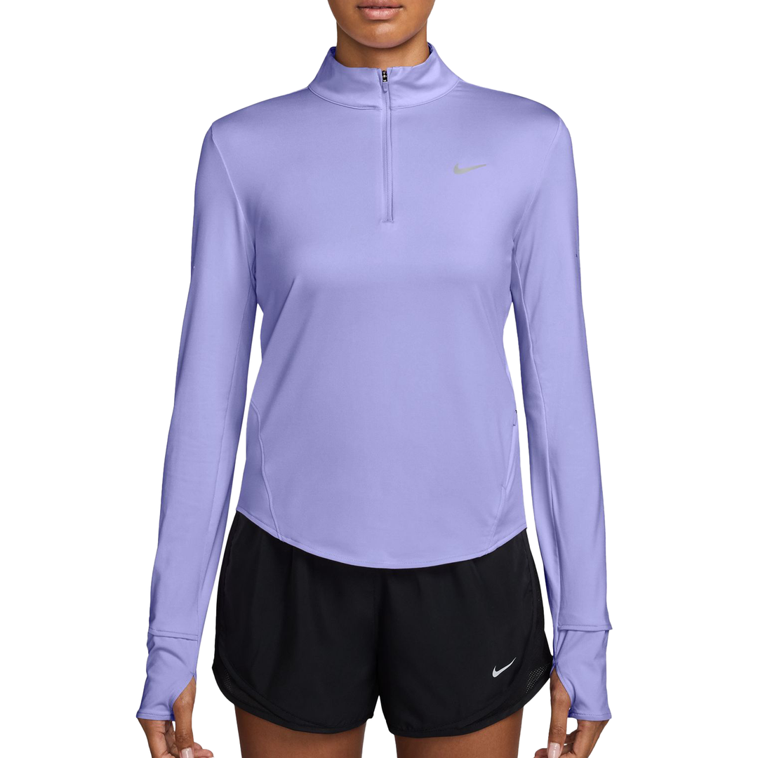 Nike Womens Dri-FIT UV 1/4 Zip L/S Swift Running Top - Purple Pulse/Reflective Silver - HO26