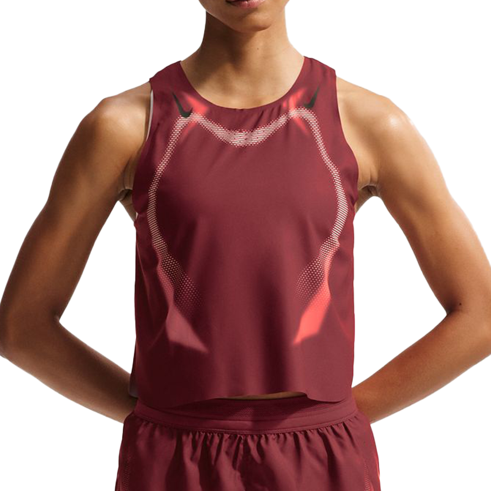 Débardeur court de course à pied Nike Dri-FIT ADV AeroSwift pour femmes - Rouge équipe/Noir/Noir