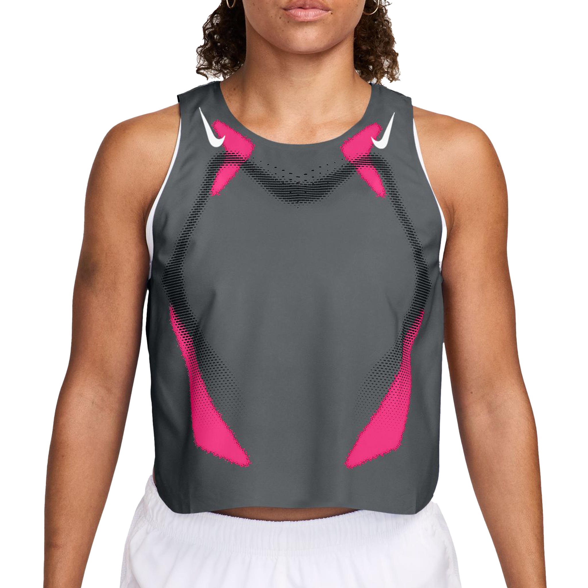 Nike Womens Dri-FIT ADV Cropped Running Tank Top - Iron Grey/Volt/White - SU26