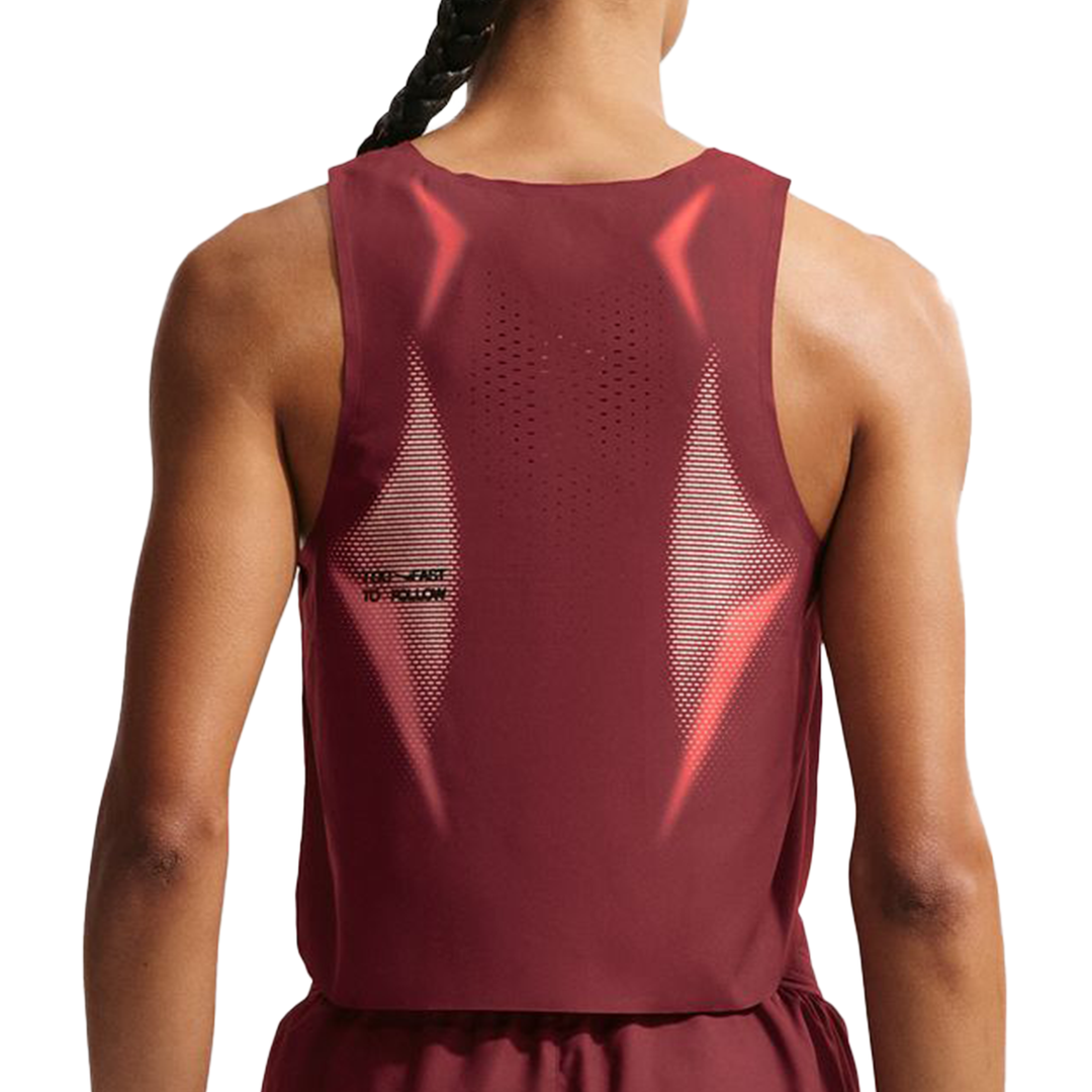 Nike Damen Dri-FIT ADV verkürztes Lauf-AeroSwift-Tanktop – Teamrot/Schwarz/Schwarz
