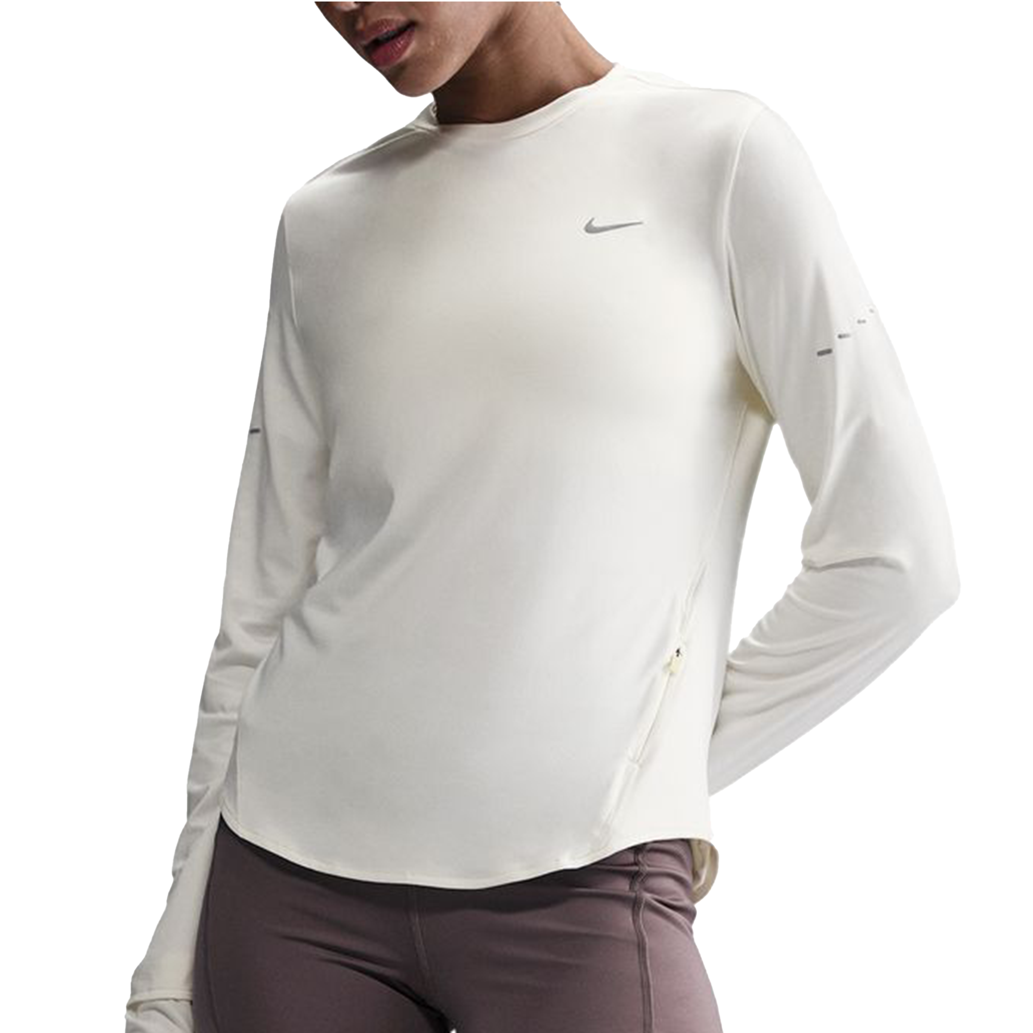 Nike Womens Dri-FIT UV L/S Crew Neck Swift Tee - Sail/Reflective Silver - SU26