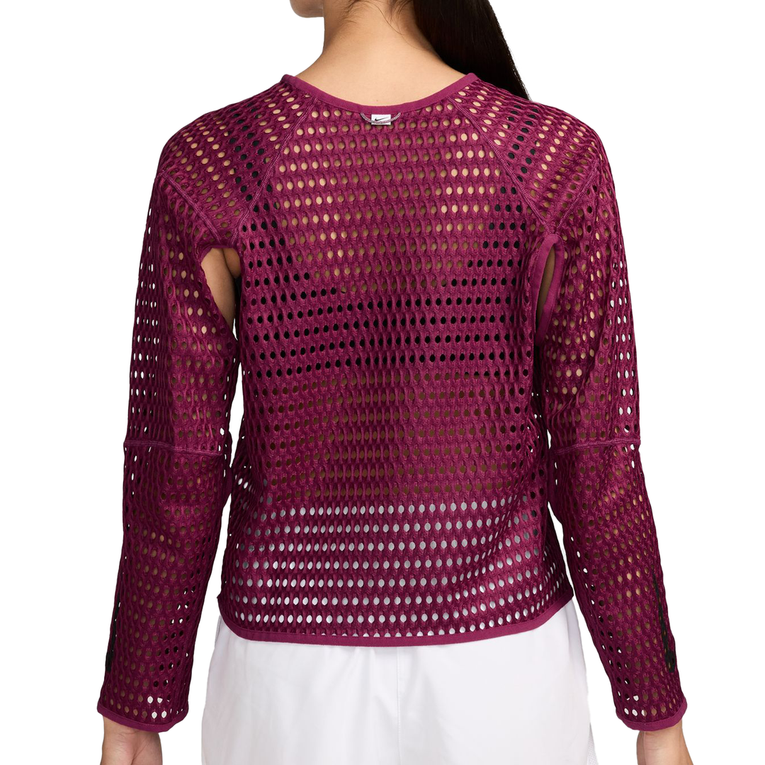 Nike Womens Radical AirFlow Aero-FIT L/S Cropped Running Top - True Berry/Black - HO26