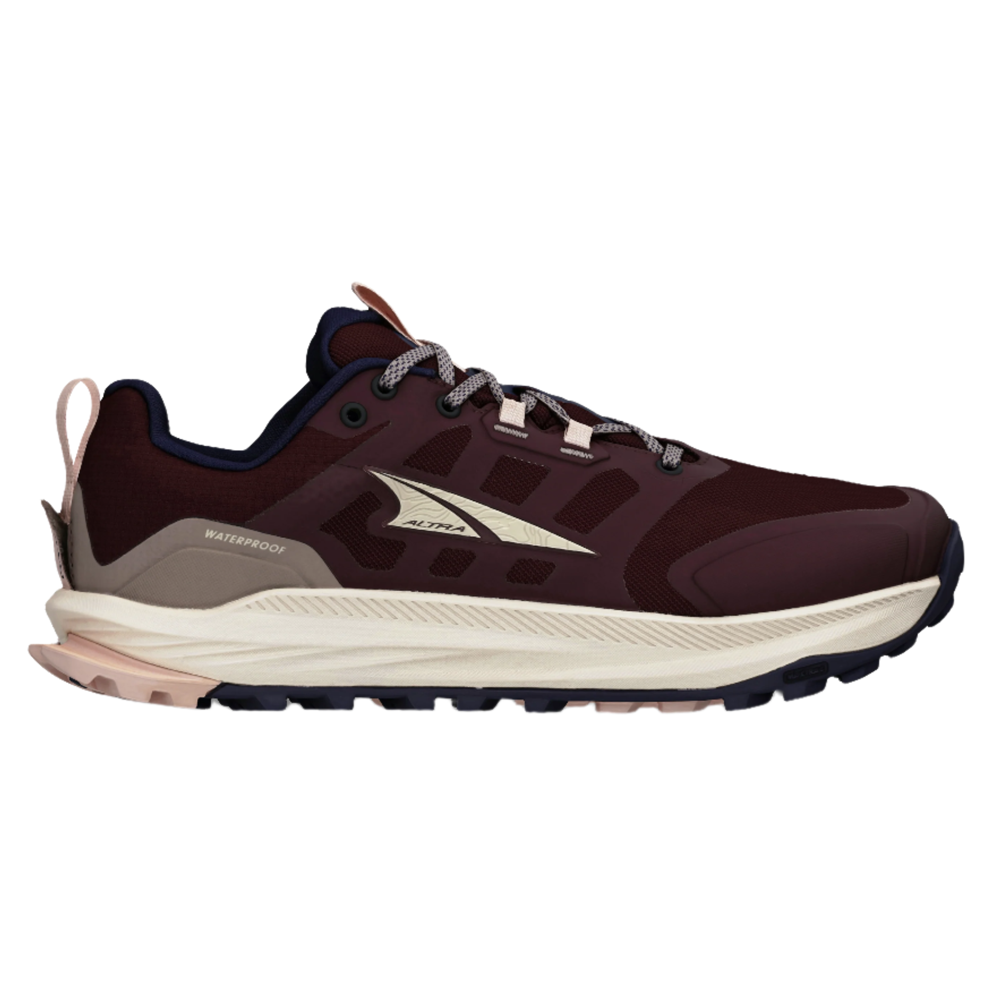Altra Womens Lone Peak 9+ Waterproof Low - Maroon - Trail - AW25